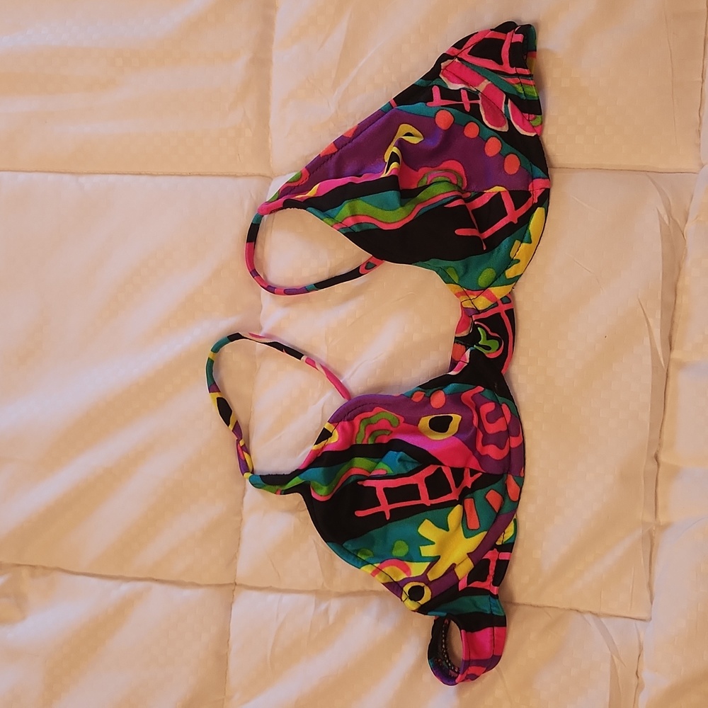 Vintage Bikini Top, Size 12 Abstract Print